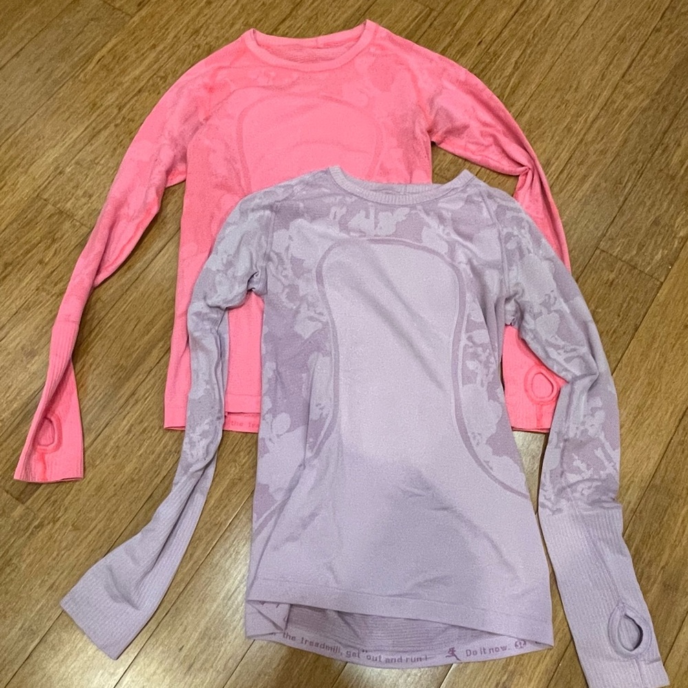 Lululemon Pink and Purple Long Sleeve Athletic Tops